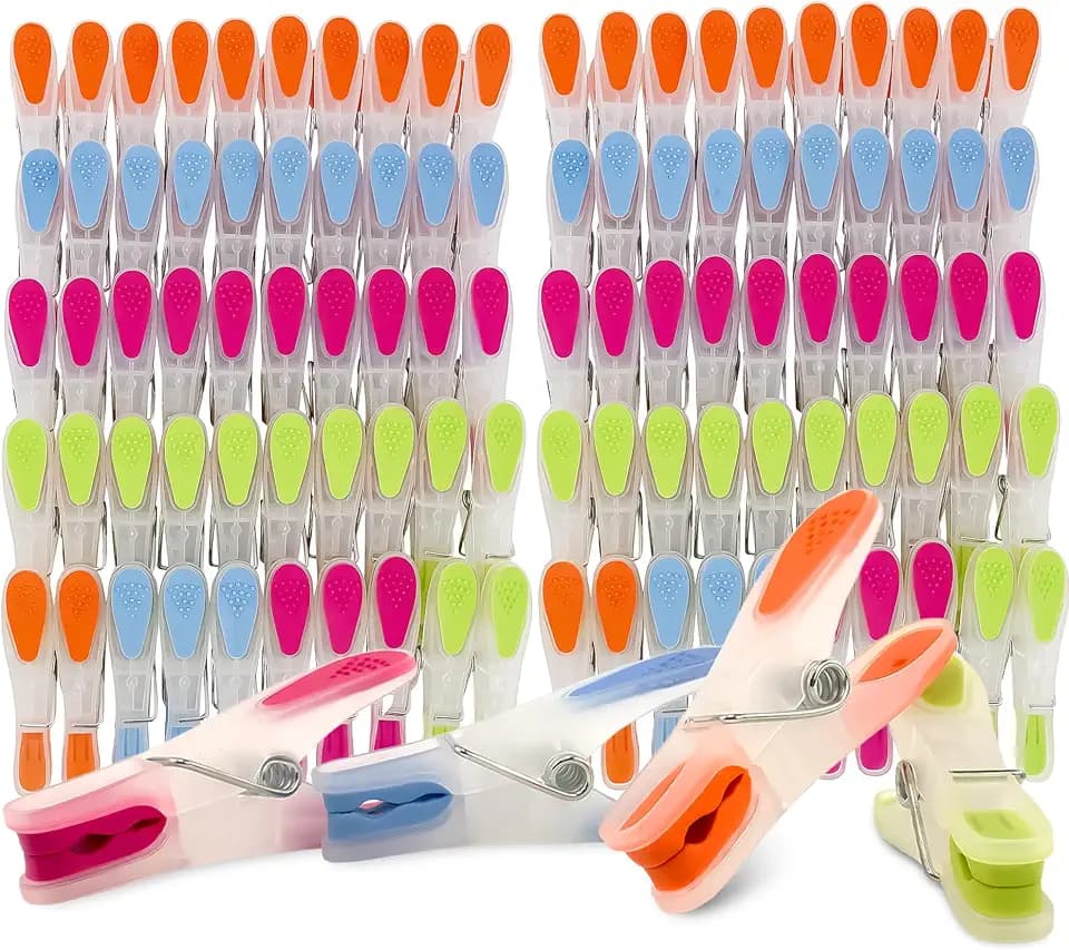 Wäscheklammern - 100er Set Wäscheklammer- Klammern aus stabilem Kunststoff mit Soft-Grip - für Wäscheleine, Wäschespinne oder Wäscheständer