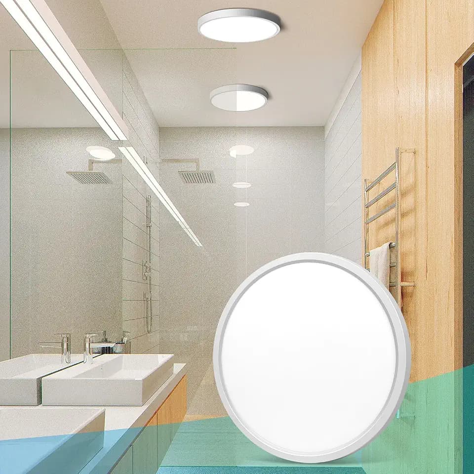 LightingWill 7 Inch LED Flush Mount Ceiling Light Fixture, 4000K Natural White, 1500LM, 12W, Flat Modern Round Lighting Fixture, 120W Equivalent White Ceiling Lamp for Kitchens, Bedrooms, etc.