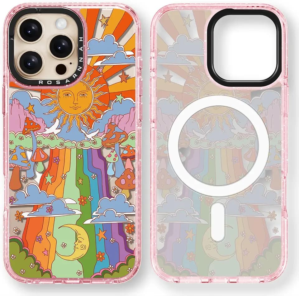Rosarnnah for iPhone 16 Pro Max Case Aesthetic Pink, Mushroom