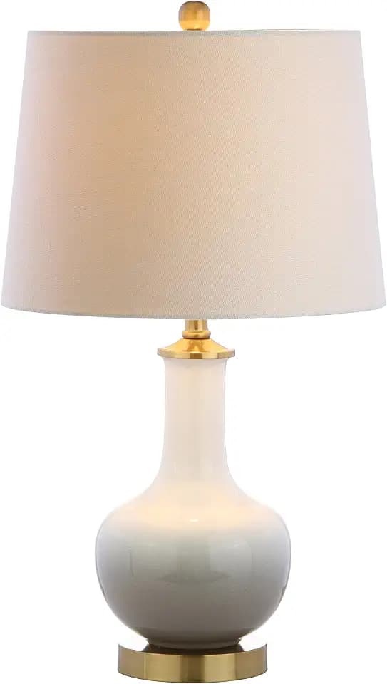 JONATHAN Y Gradient 25" Ceramic Metal LED Table Lamp Bedside, White/Gray