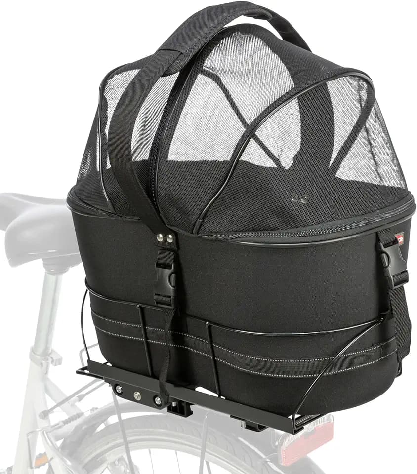 TRIXIE Hundefahrradkorb am Gepäckträger bis 6 kg – schwarz, 29 x 42 x 48 cm