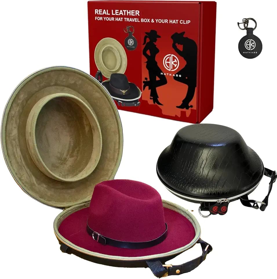 Hat Storage Box, Holder, Organizer Carrier Case With Shoulder, Hat travel case,Magnetic Clip for Travel. Maximun HAT Size: 14"x13"x5,5" Universal Fit for Fedora, Panama, Trilby, Small Hat Cowboy