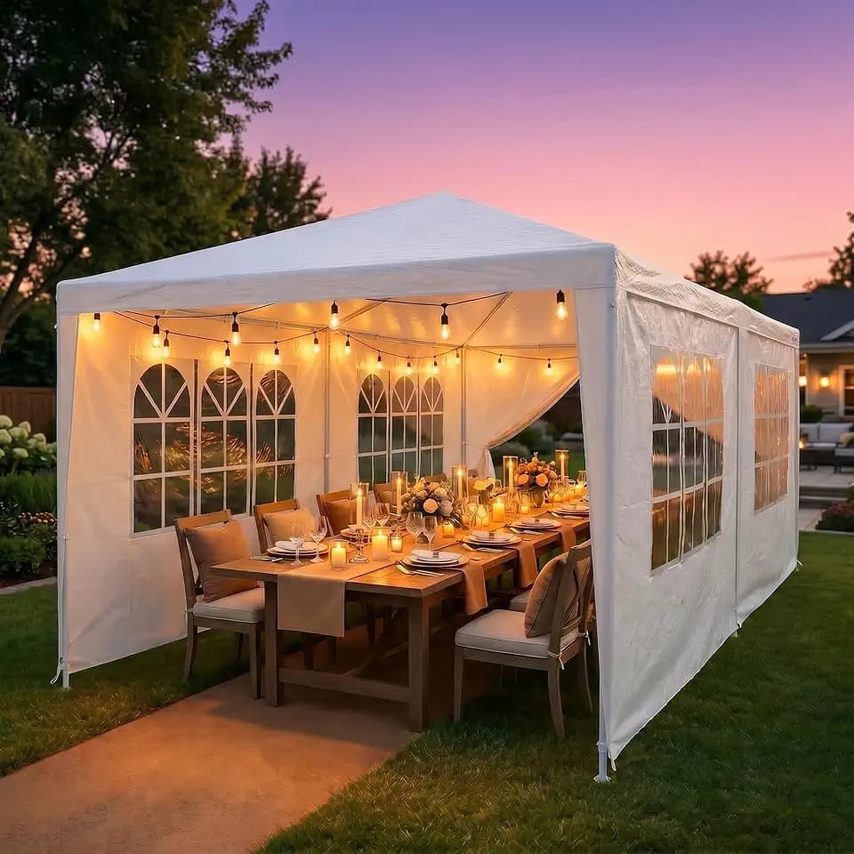 HOTEEL 10x20FT Party Tent Large Outdoor Canopy for Backyard, White