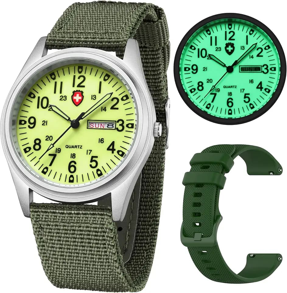 Gosasa Unisex Military Field Watch, Analog Quartz Watch with Nylon Strap