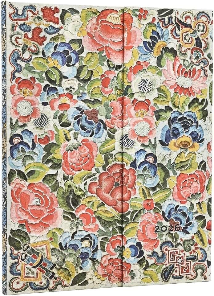 2026 Pear Garden (Peking Opera Embroidery) Ultra 12-month Verso Hardcover Flexi Dayplanner 2026 (Wrap Closure)