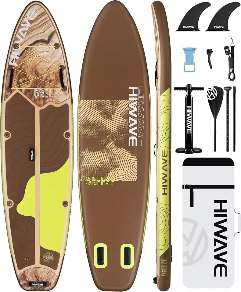 Hiwave Inflatable Stand Up Paddle Board 11’*34”*6” Sup Board, 420lbs Capacity Adult&Youth Paddle Board, Pet Friendly for Ocean&Lake, w/Double Action Hand Pump