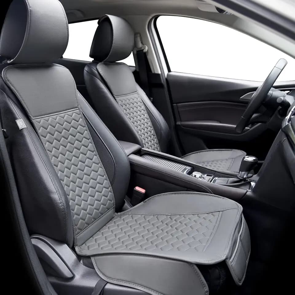 Elantrip Leather Car Seat Covers Front 2PC Waterproof Universal Fit Gray