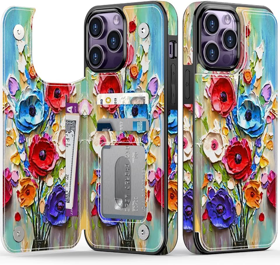 FUNMIKO for iPhone 14 Pro Wallet Case with Card Holder,RFID-Blocking