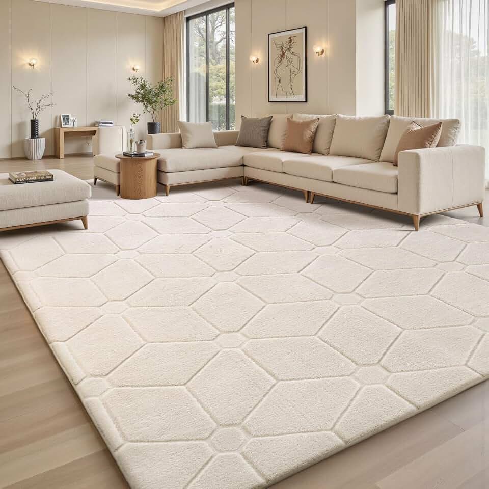 Sour Lemon Area Rugs 9x12 Living Room Bedroom, Large Carpet White Rug