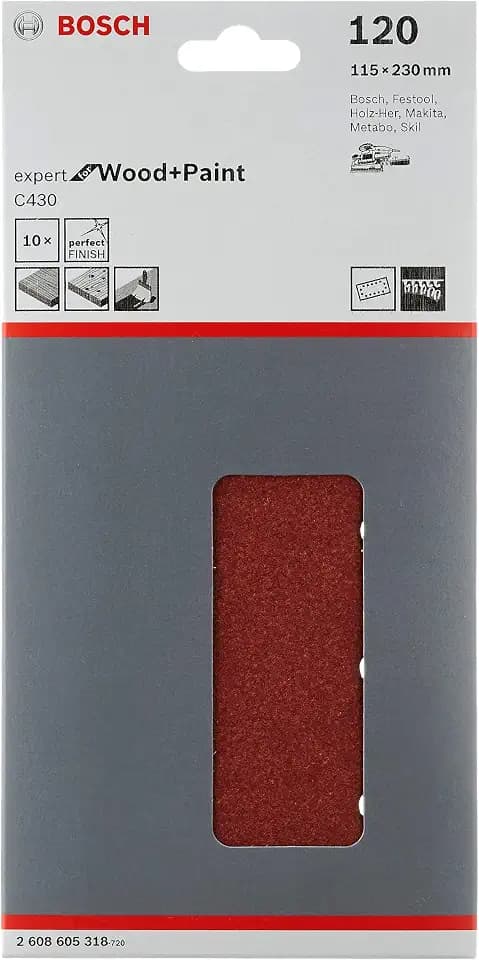 Bosch Accessories Bosch Professional Schleifblatt für Schwingschleifer Holz und Farbe Expert for Wood and Paint (10 Stück, Körnung 120, C430)