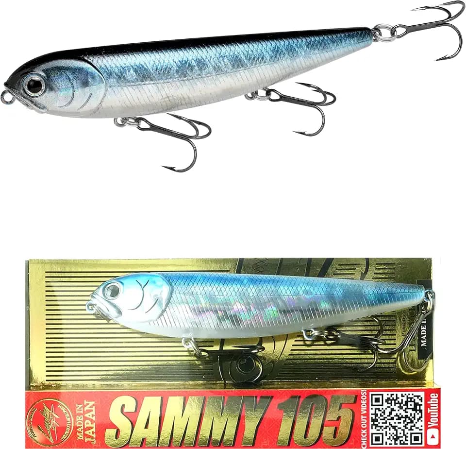 LUCKY CRAFT Sammy 105 Topwater Fishing Lures, 3 Hook, 4-1/8" Floating Freshwater Trout and Bass Lures, Walk-the-Dog Tournament Bait, Bass Fishing Gear and Tackle Box Accessories