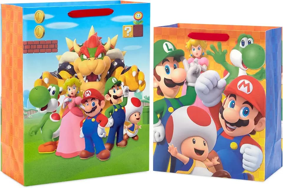 Hallmark Nintendo Super Mario Brothers Gift Bags (1 Large, 1 Extra Large)