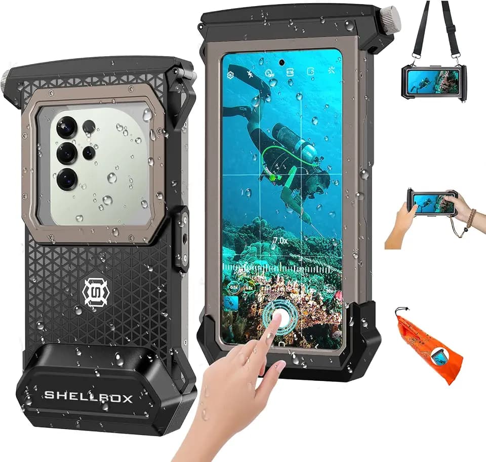 2026 Diving Snorkeling Phone Case for iPhone 17/16/15/14/13/12/11 Pro Max/XS/X Samsung Galaxy S26/S25/S24 Professional Scuba Dive Waterproof Underwater Photo Video Cover (5TH, Black-)