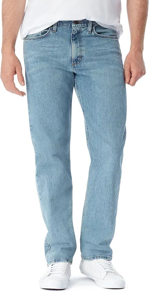 Wrangler Authentics Herren Klassische lockerer Passform Jeans, Bleached Denim Flex, 30W / 30L