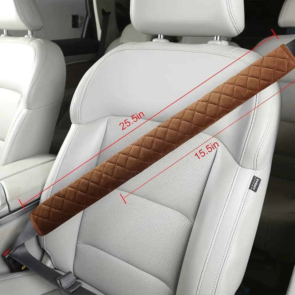 HighnessHwoo Extra Long Seatbelt Covers for Adults Kids Women & Men, Soft Car Seat Belt Strap Cushion for Sedan, SUV, Trucks, Shoulder Neck Chest Protector Pads, Auto Accessories, 1pc, Brown 15.5in