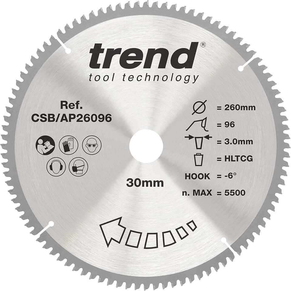 Trend Kreissägeblatt Aluminium/Kunststoff, 260 mm, 96 Zähne, 30 mm Bohrung