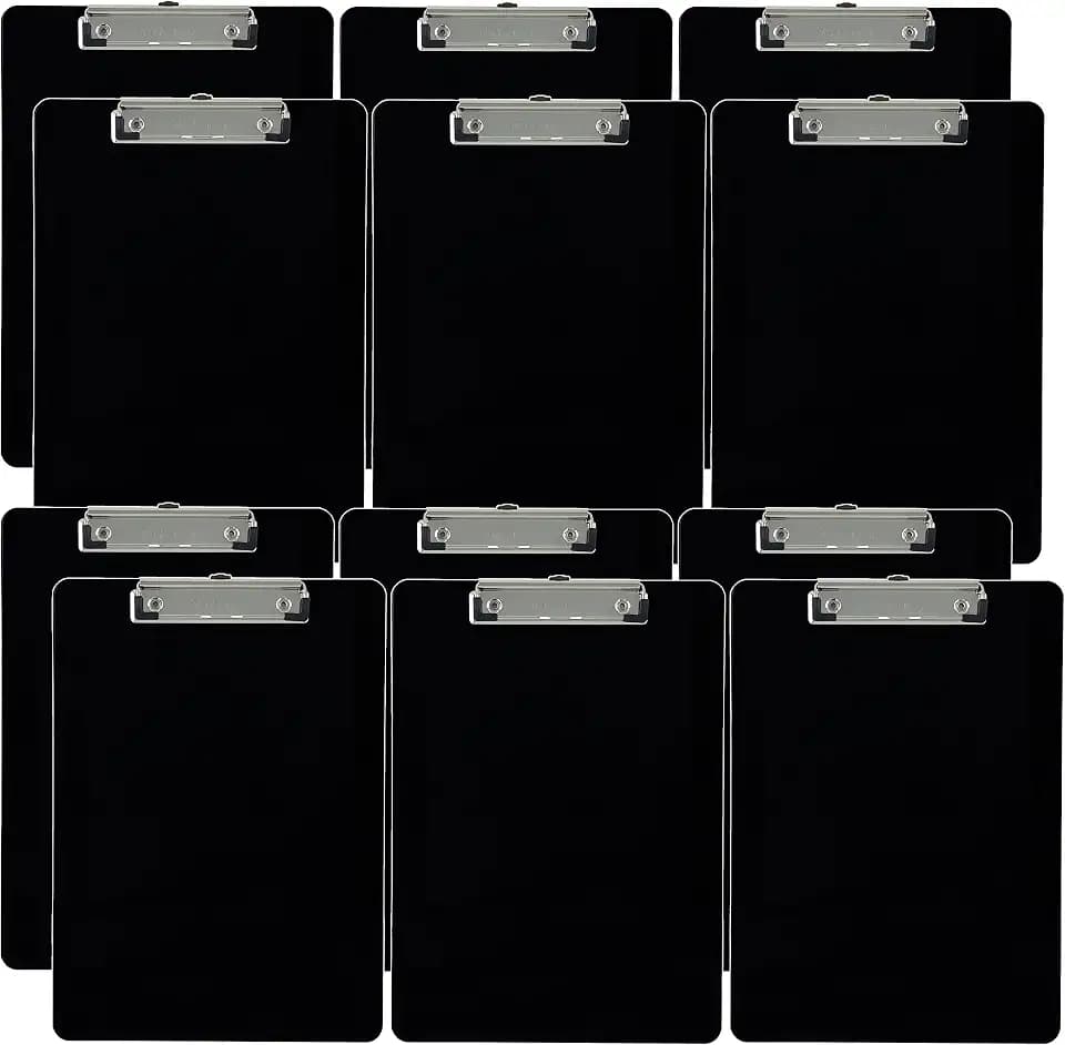 Trade Quest Black Plastic Clipboards Letter Size Low Profile (12-Pack)