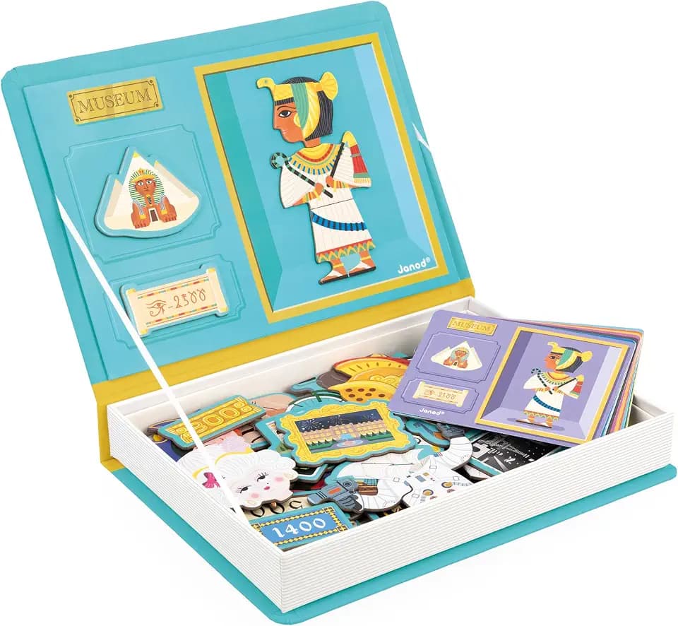 Janod - Magnéti'Book Geschichte - Magnetisches Lernspiel 60 Magnete + 12 Vorlagen - Kinderspielzeug aus FSC-Pappe - Fördert Feinmotorik und Vorstellungskraft - Ab 3 Jahre