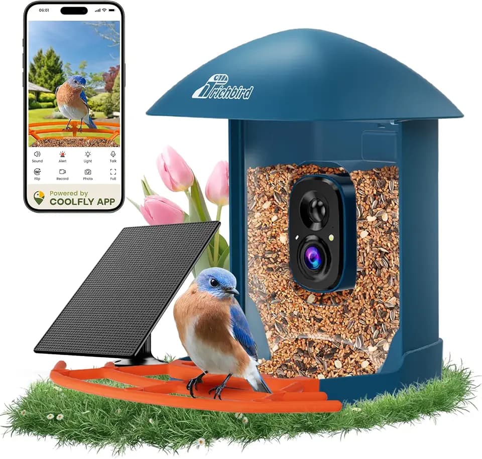 Smart Bird Feeder with Camera & Solar Panel, 2.5K HD Birdwatching Live