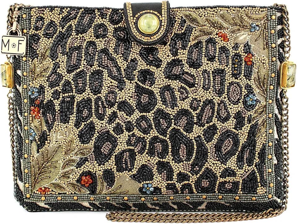 Mary Frances Untamed Beaded Crossbody Handbag, Black