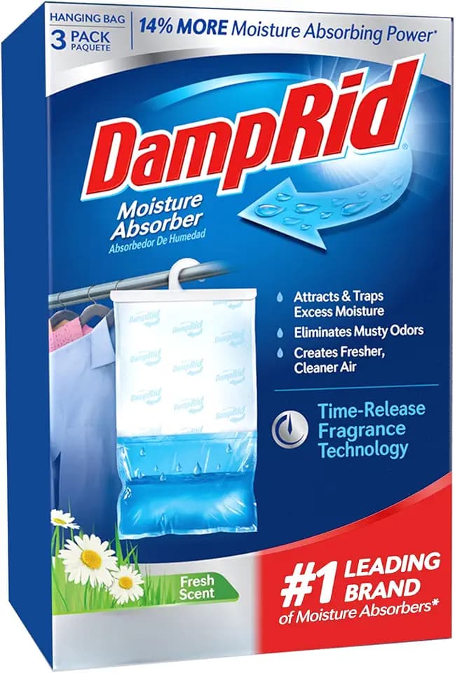 DampRid Fresh Scent Hanging Moisture Absorber, 16 oz., 3 Pack - Eliminates Musty Odors for Fresher, Cleaner Air, Ideal Moisture Absorbers for Closet, 14% More Moisture Absorbing Power*
