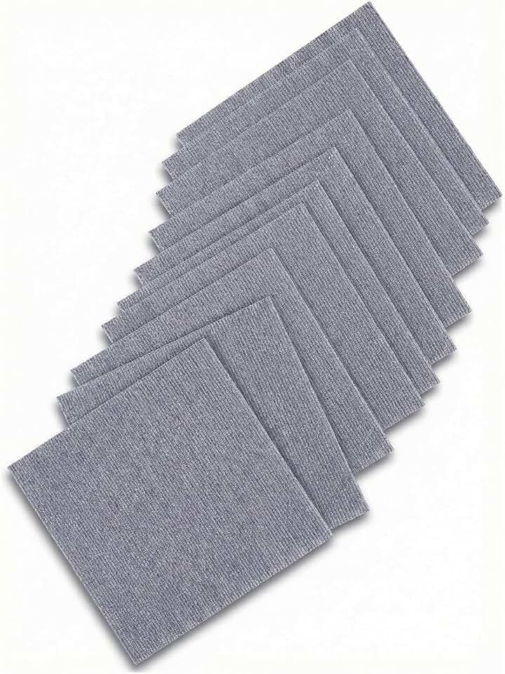 24x24 inch Polyester Light Grey Carpet Square Set of 10 with Stickers for Easy Peeling - Self-Adhesive Peel and Stick Carpet Tiles - Works with Most Subfloor Types - Light Gray Floor Squares