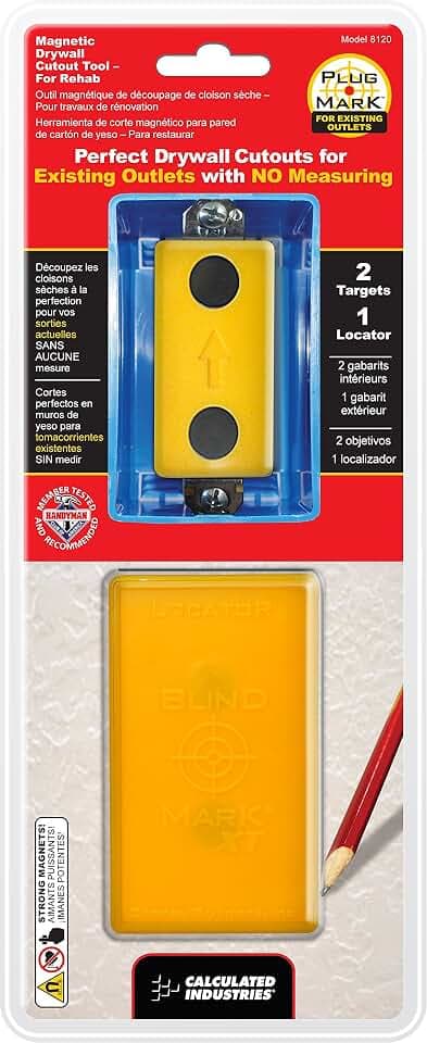 Calculated Industries 8120 Plug Mark Drywall Electrical Box Cutout Locator for Existing Electrical Outlets in Rehabilitation and Replacement Work, Red