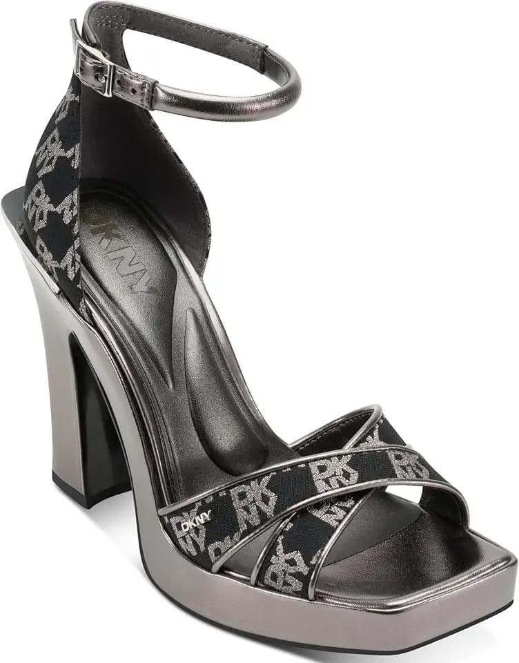 DKNY Women's Linda Platform Ankle Strap Block Heel
