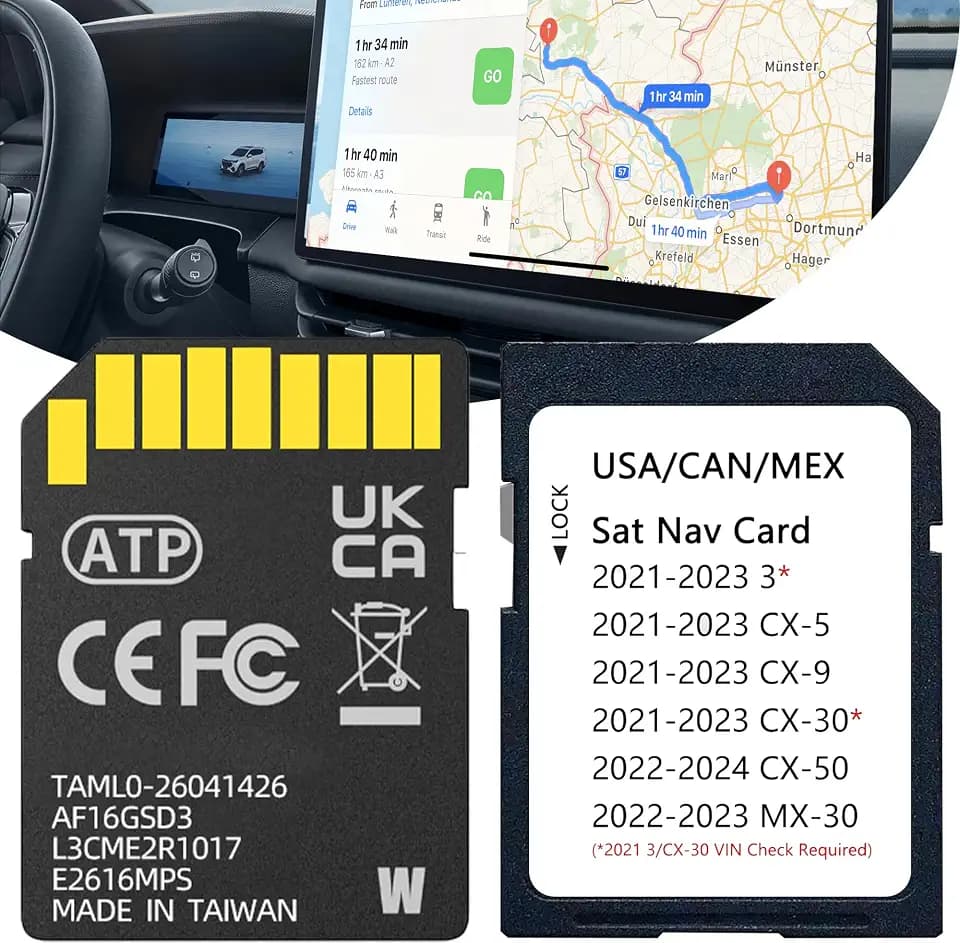 TD2K66EZ1B Navigation SD Card for M-azda 2021-2023, Latest Navigation Memory SD Card for CX-5 CX-9 CX-30 CX-50 MX 30, N-avigation SD C-ard Maps Update USA/Canada/Mexico, Plug & Play, HUD Support