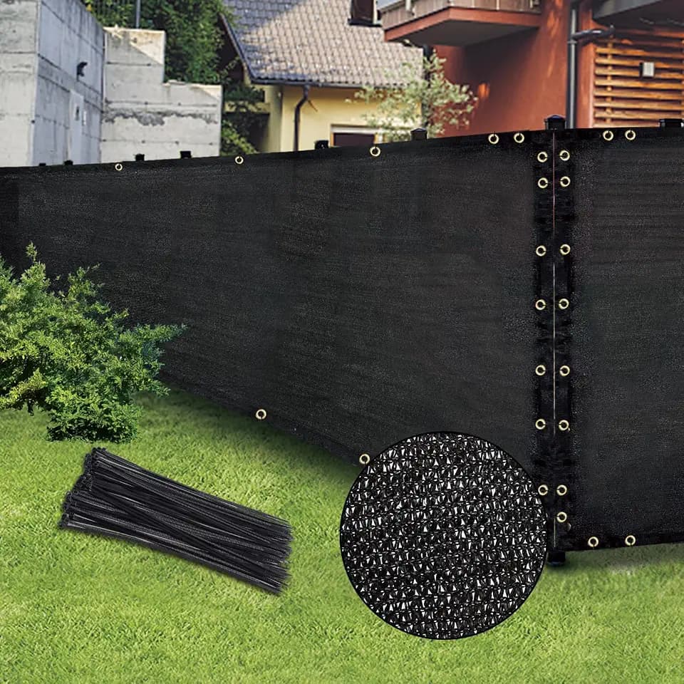 Black 6FT X 50FT Outdoor Privacy Screen Fence & Mesh Shade Net Cover, Ideal for Garden and Backyard - Enhances Privacy for Fencing & Chain Link, Perfect for Patio Privacy Wall, Slats，Freestanding