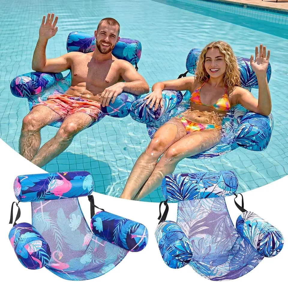 Inflatable Pool Floats Chair, 2 Pack Water Floating Chairs Adult Heavy Duty