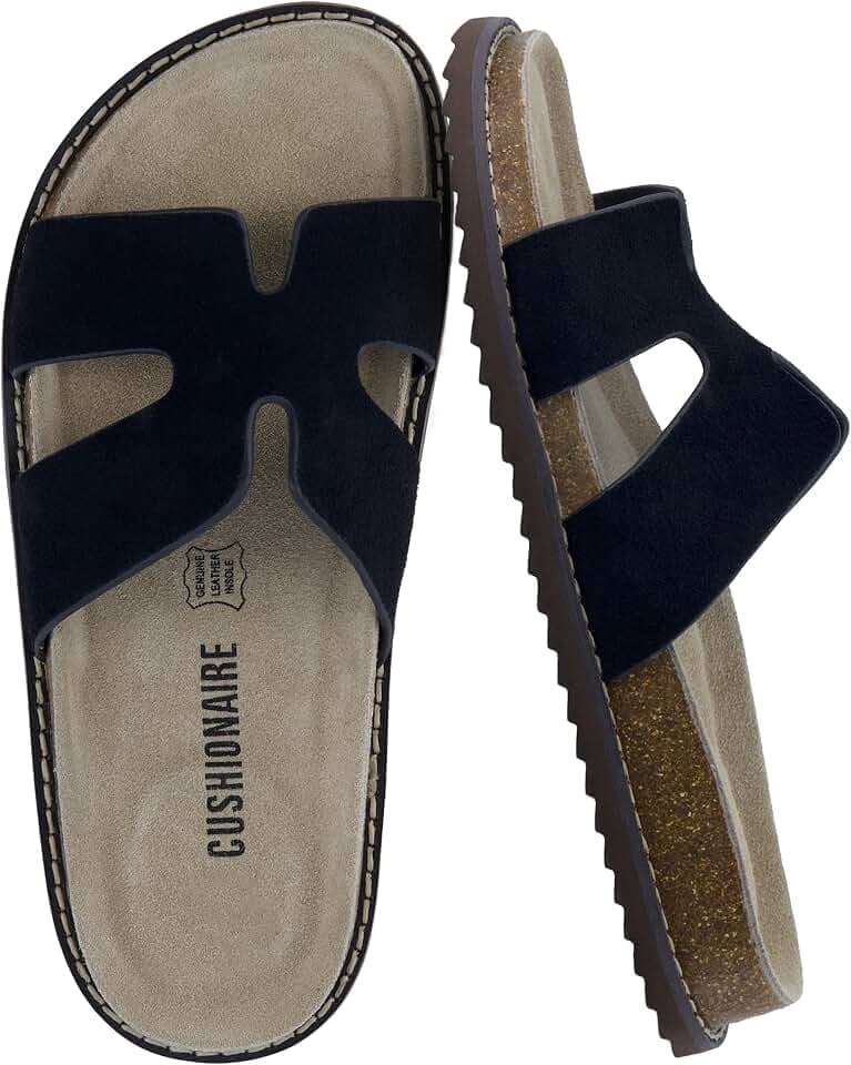 CUSHIONAIRE Women's Wisdom Cutout Leather Slide Sandals
