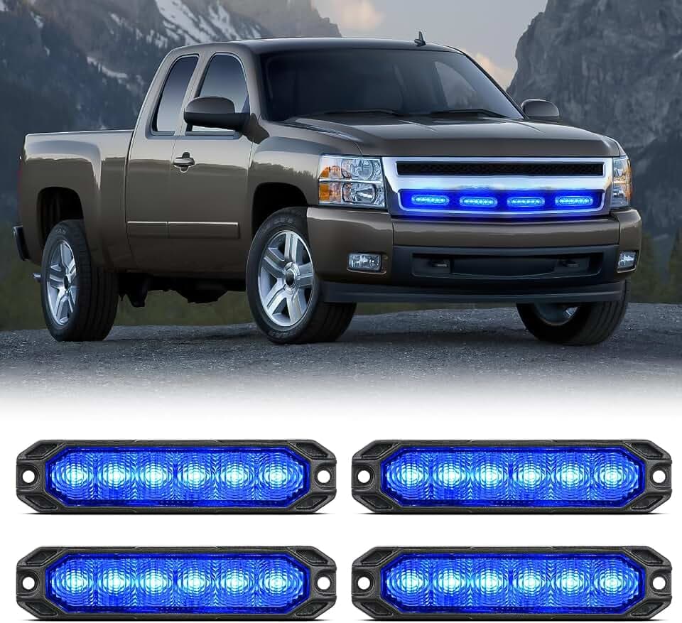 Nilight 6LED Blue Emergency Strobe Lights Sync Feature Surface Mount