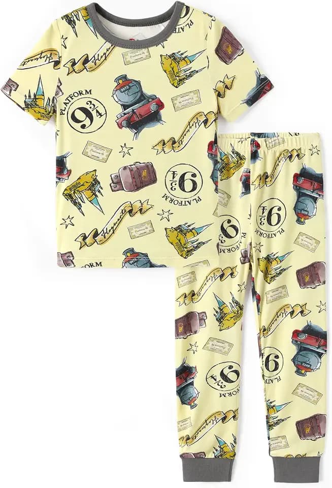 Harry Potter Pajamas with Bamboo Viscose Gryffindor Hogwarts Boys/Girls Snug Fit Shirt and Pant from Toddler to Big Kid