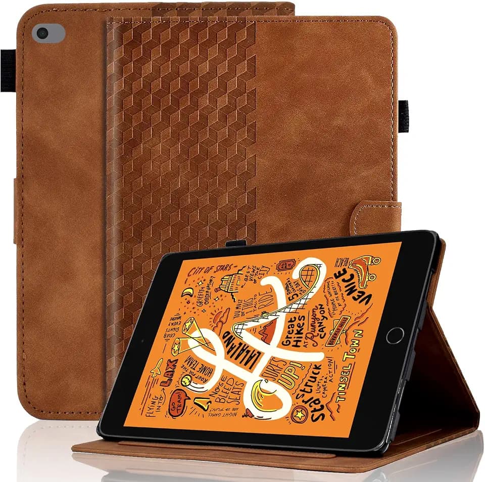 Hülle für 7.9-Zoll iPad Mini 5. 4. 3. 2 Schutzhülle Premium Ledertasche Smart Case mit Auto Schlaf/Aufwach Stifthalter Kartensteckplatz für iPad Mini 5 2019, Braun
