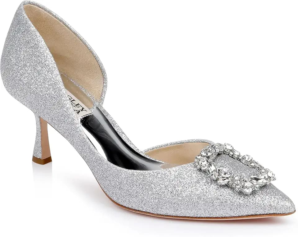 Badgley Mischka Women's Fabia II Kitten Heels with Crystal Buckle