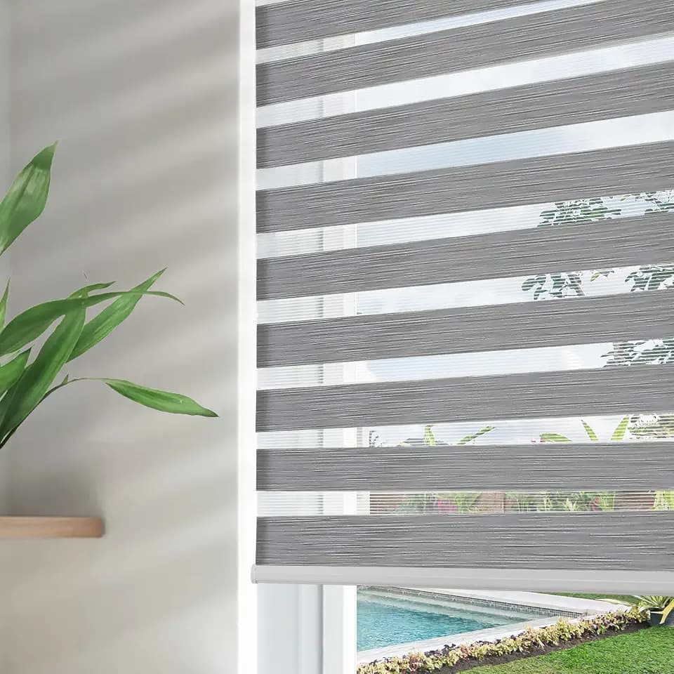 Joydeco Cordless Zebra Blinds for Indoor Windows, 30" W x 75" H, Gray