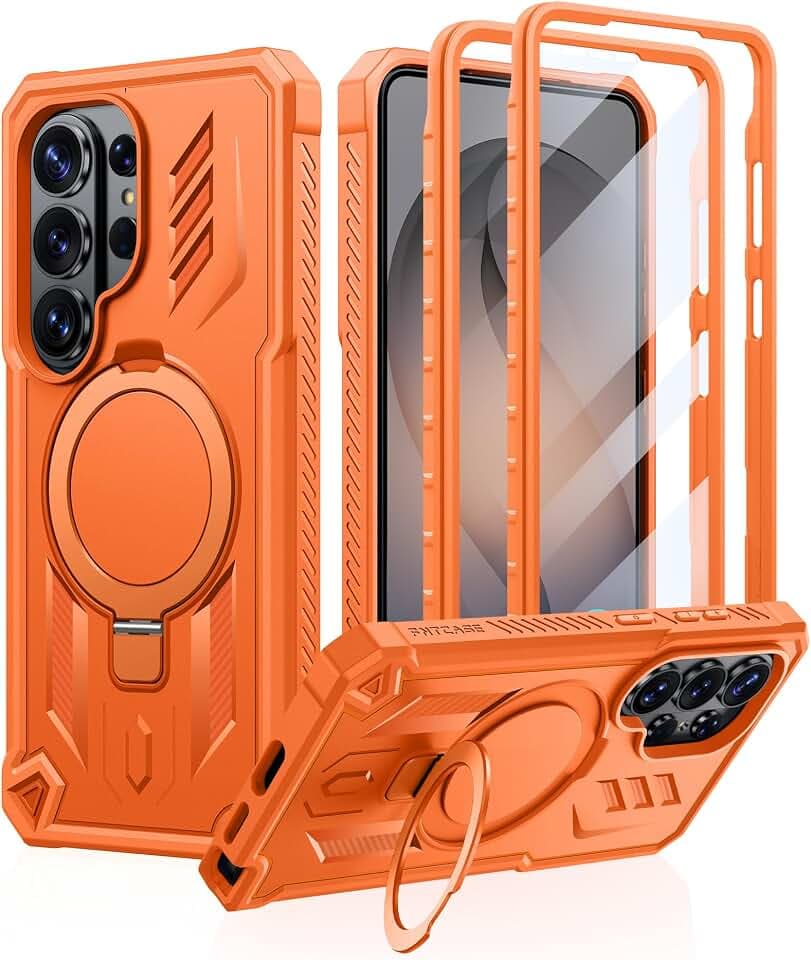 FNTCASE for Samsung Galaxy S26 Ultra Case with Magnetic Kickstand Orange