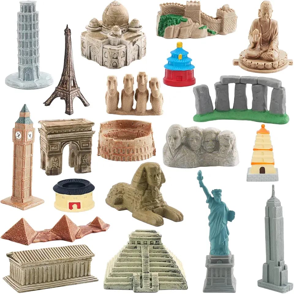 ONEST 20 Pieces Mini World Building Model Playsets Famous Architecture Figurines Toys for Boys and Girls
