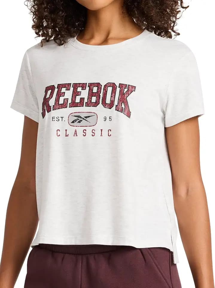 Reebok Women's Classic Athletic Graphic Crewneck Cropped T-Shirt