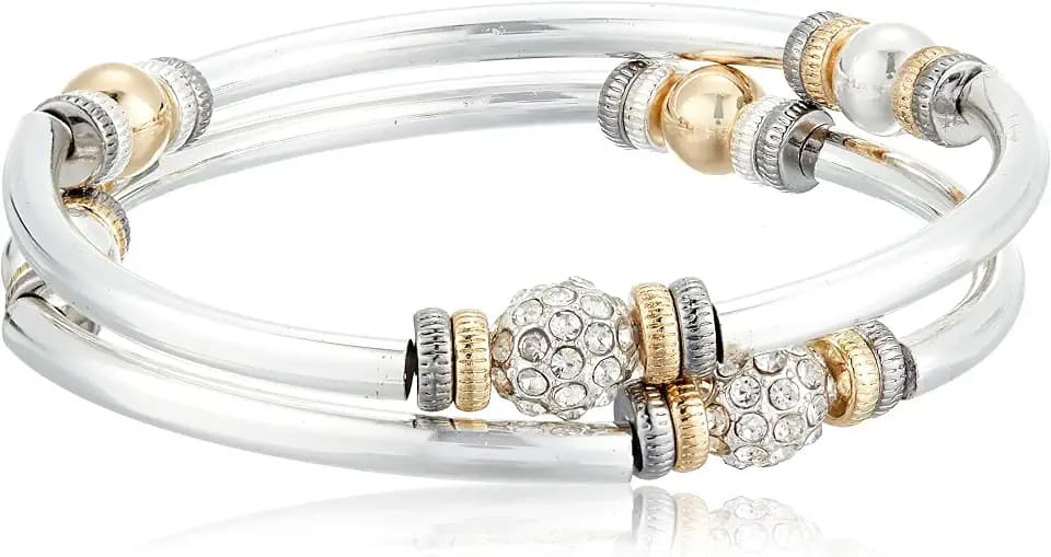 Nine West Women's Stretch Bangle Bracelet, Layered Stackable Fashion Jewelry for Everyday and Dress Wear