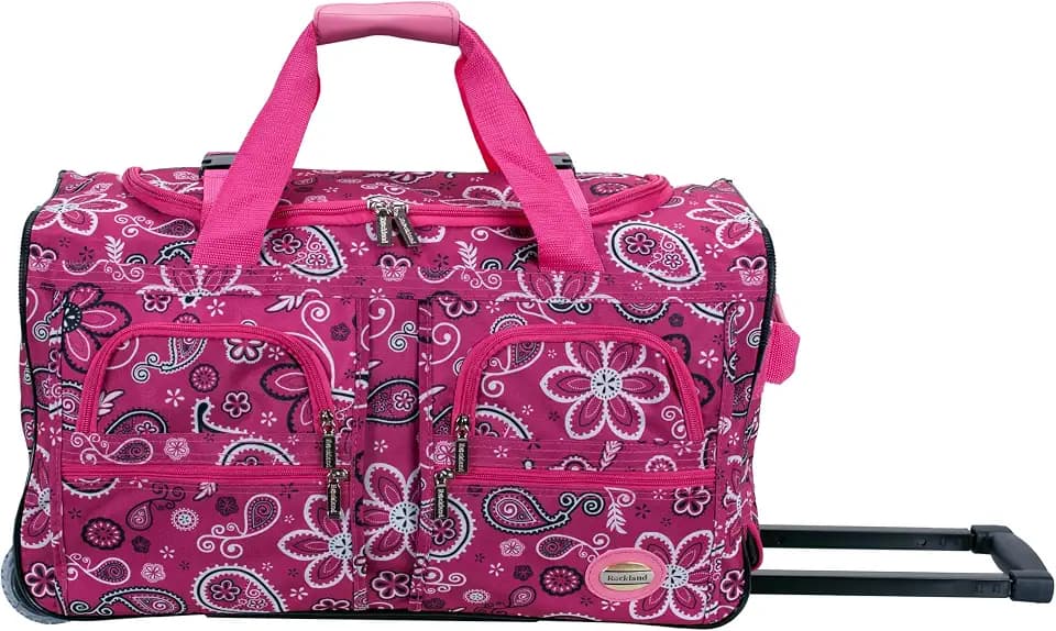Rockland Rolling Duffel Bag, Black, 22"