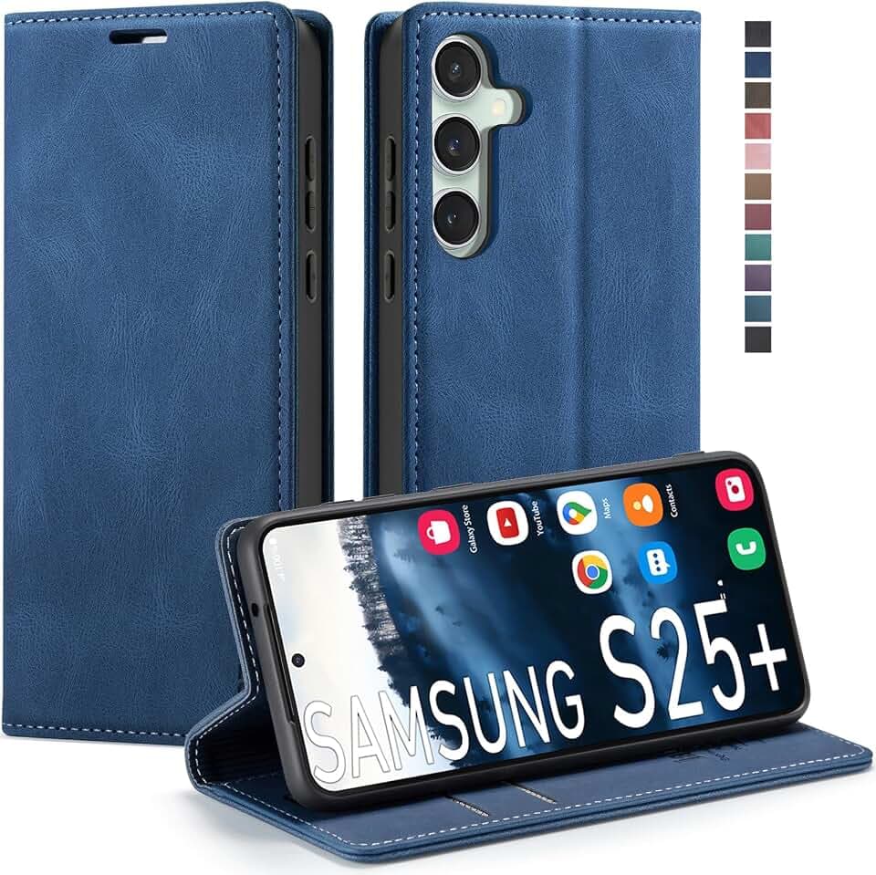 Samsung Galaxy S25+ Plus 5G Wallet Case with[RFID Blocking],Blue
