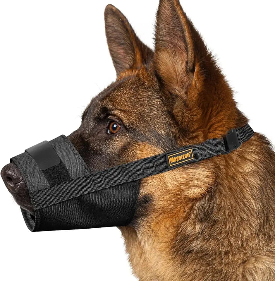 Mayerzon Adjustable Dog Muzzle, Fabric Medium Large Dog Muzzle Anti Biting
