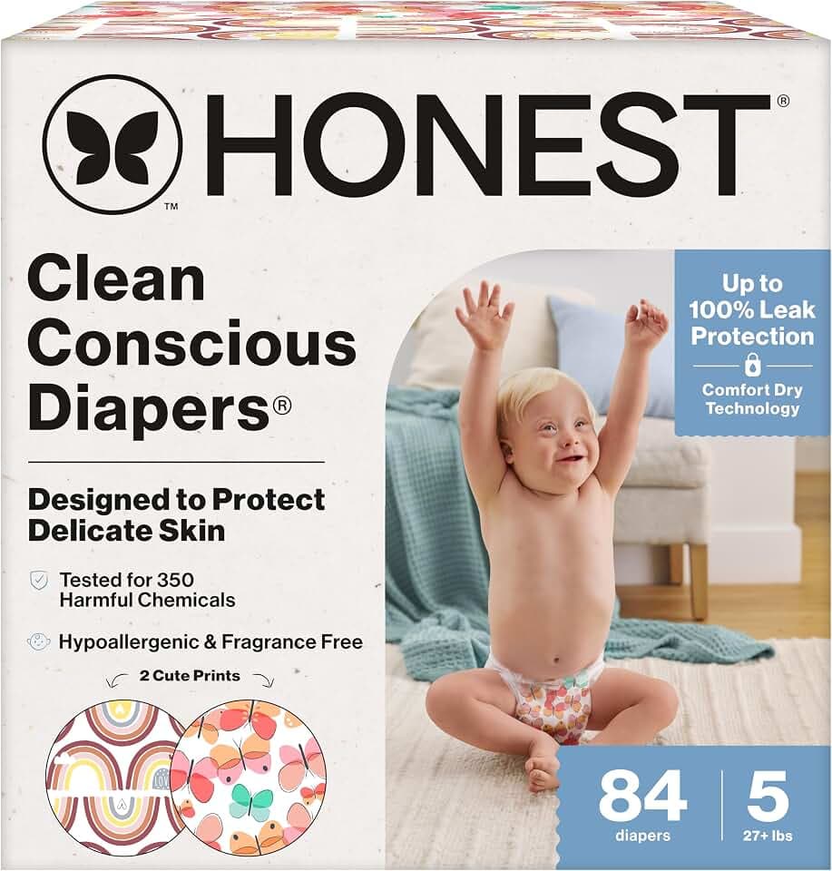 The Honest Company Daytime Diapers, Wingin' It, Size 5, 84 Count