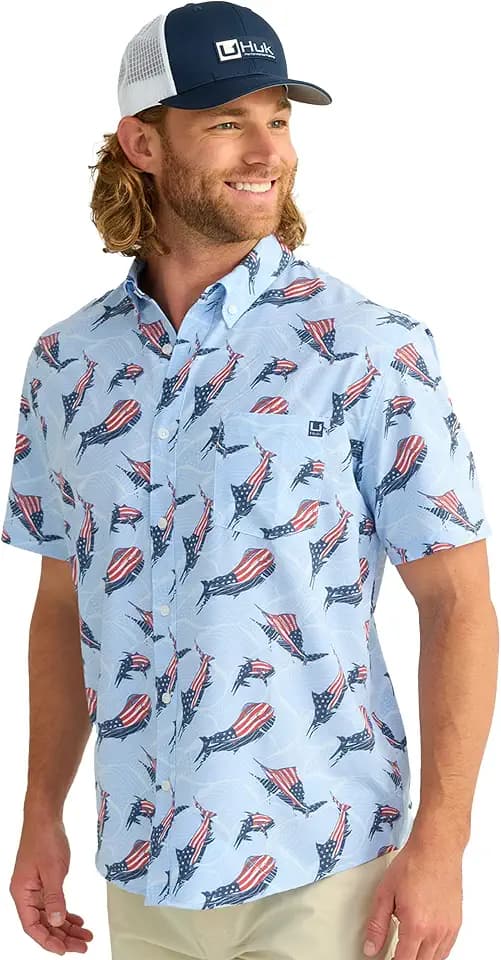 HUK Mens Kona Short Sleeve Shirt | Performance Button Down