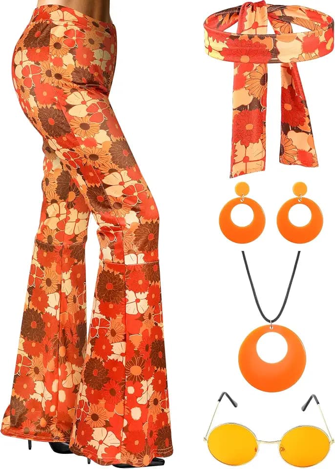 SATINIOR 5 Pcs 60s 70s Women Outfit Hippie Costume Accessories