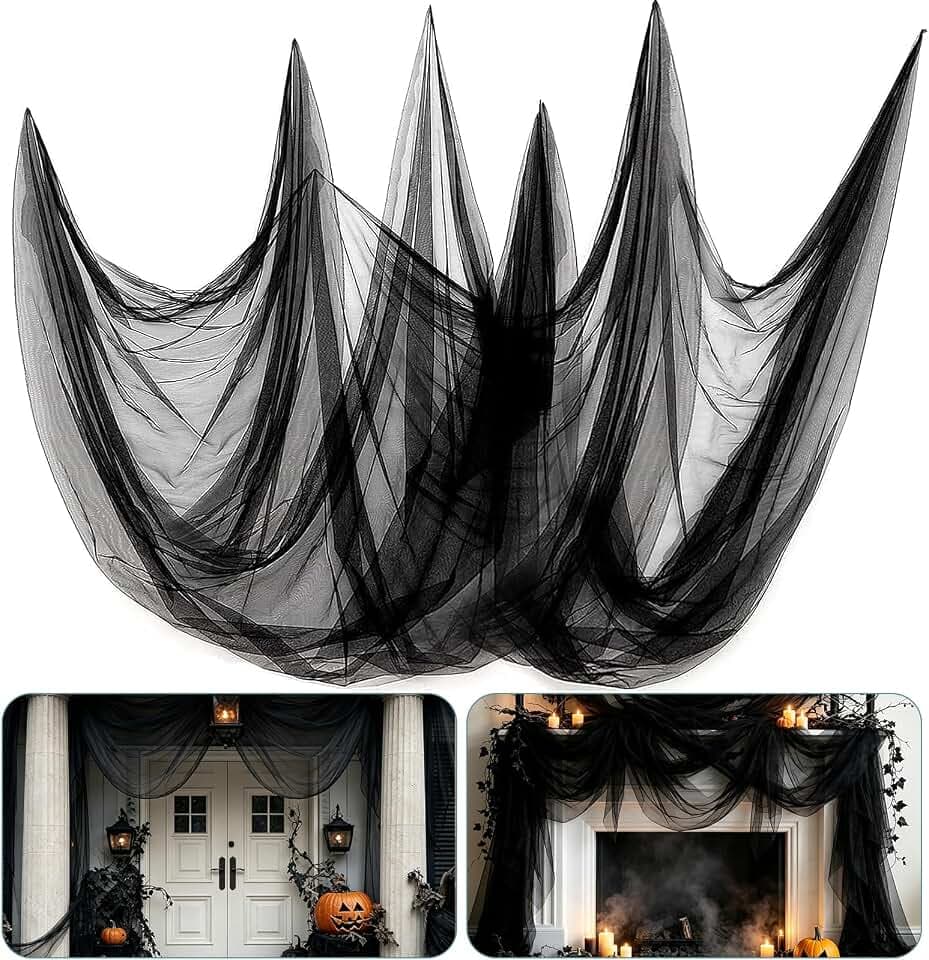 40x10ft Ultra-fine Mesh Mosquito Net, Also for Halloween Black Gauze Cloth