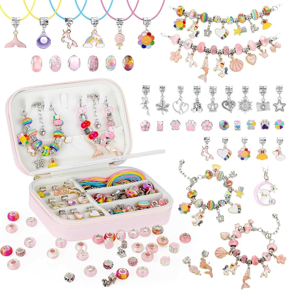 Emibele Charm Bracelet Making Kit for Girls, 133 PCS Jewelry Making Kit