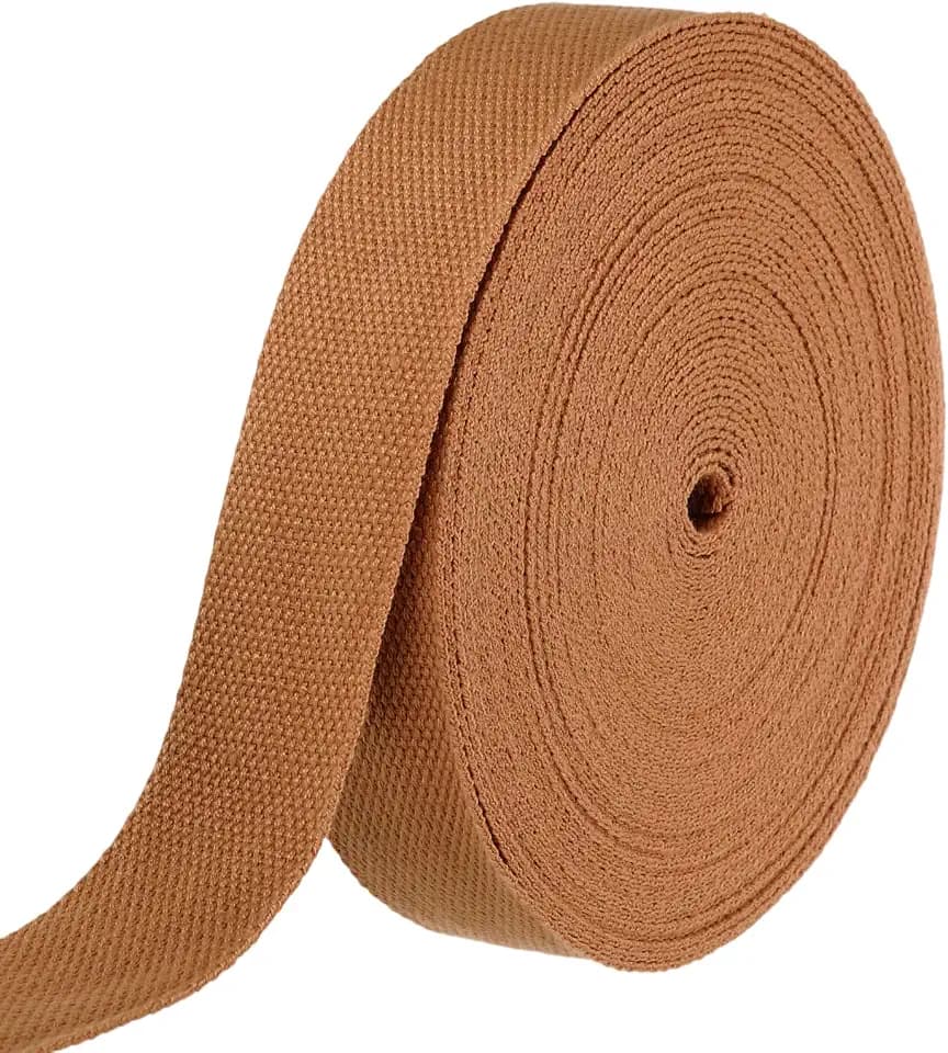 HARFINGTON Cotton Webbing 1.5 Inch 15.3 Yard Polyester Cotton Weave Webbing Strap Twill Tape Ribbon for Arts and Crafts Webbing Tote Bag Handles Cloth Belt Making Outdoor Supplies, Brown